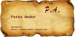 Petke Andor névjegykártya