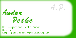 andor petke business card